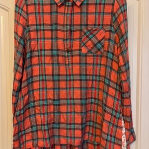 Matilda Jane Orange and Teal Plaid Shirt